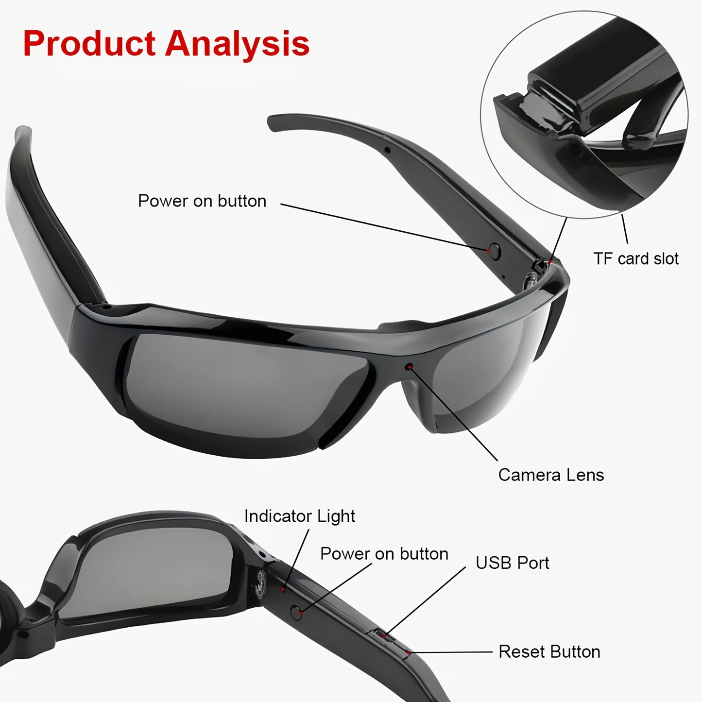 HD VisionCam™ Smart Glasses – 1080p Hidden Camera Eyewear for Outdoor Adventures & Hands-Free Recording